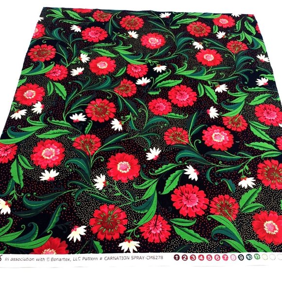 Carnation Spray Fat Quarter Fabric Square 100% Cotton 18" x 21" Minimum Kanvas - Picture 7 of 7